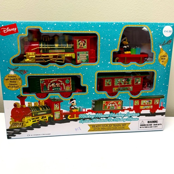 Disney Mickey Mouse Holiday Express 12 Piece Christmas Train Set w/Light & Sound - Picture 1 of 6